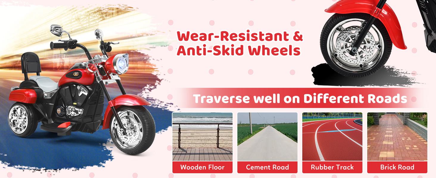 Costway Kids Motorcycle, 6V Battery Powered Ride on Chopper Motorcycle w/Horn, Headlight, 3-Wheel Stable Ride on Toys, Electric Toddler Motorcycle for Kids, Gift for Boys Girls,Christmas Festival Gift Black Friday Cyber Monday