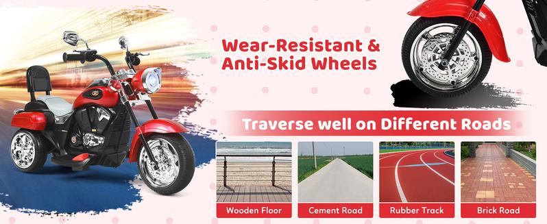 Costway Kids Motorcycle, 6V Battery Powered Ride on Chopper Motorcycle w/Horn, Headlight, 3-Wheel Stable Ride on Toys, Electric Toddler Motorcycle for Kids, Gift for Boys Girls,Christmas Festival Gift Black Friday Cyber Monday