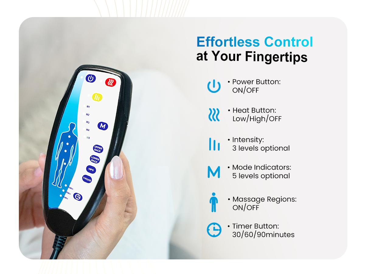 COMFIER Back Massager with Heat,Massage Chair Pad,Massage Seat Cushion with Adjustable Lumbar Support,Back Massage for Pain Relief,Chair Massager for Recliner,Office,Gifts for Dad,Mom Daily Lightweight Storage