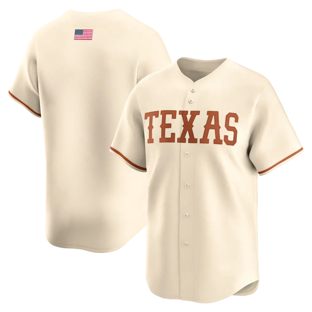 Men's Cream/ Gray Texas Full-Button Jersey, Crewneck Short Sleeves For Fan