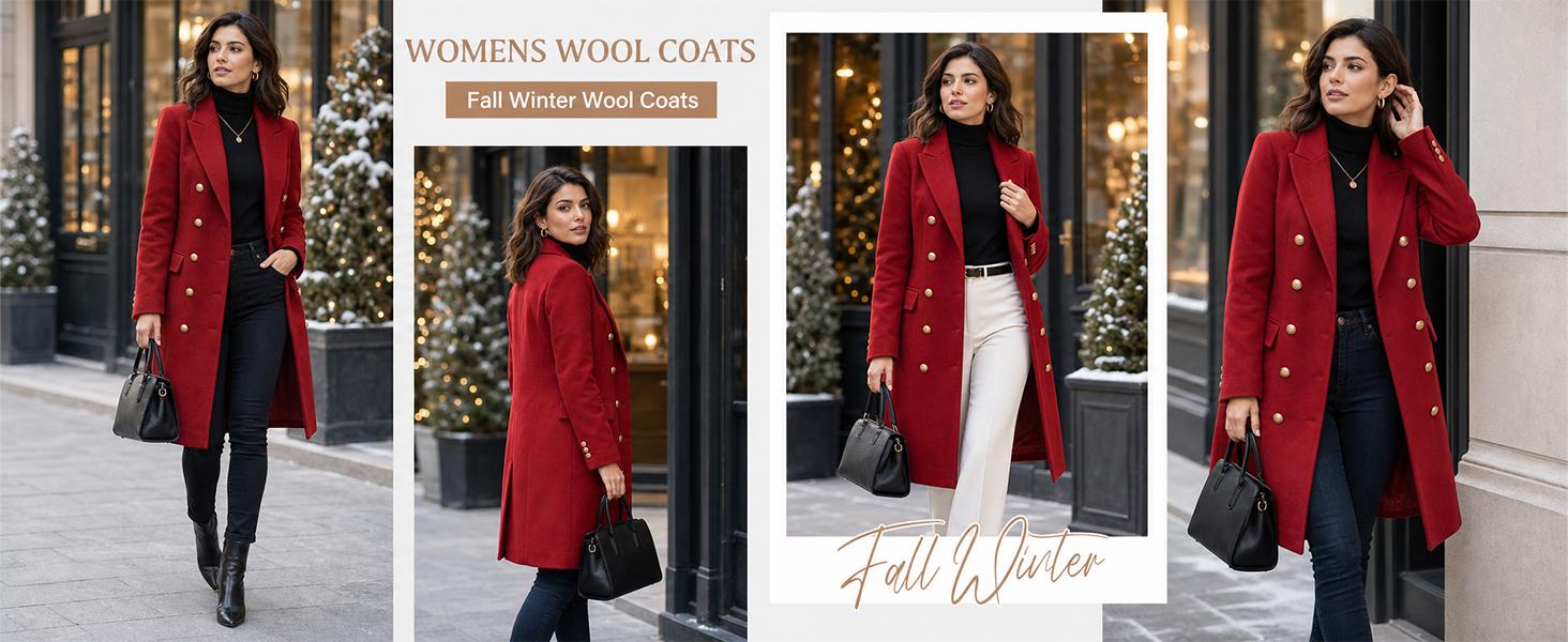 Product detail overview of Women's Fitted Wool-Blend V-Neck Long-Sleeve Trench Coat