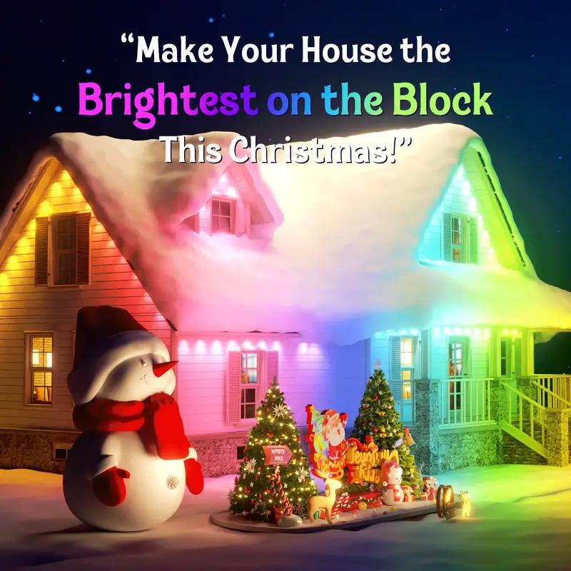 105ft/164ft 16 Million Colors IP67 Waterproof Smart Color Lights 63 Modes TUYA App Voice Control Music Sync Timer for Eaves Walls Pools Lawns Paths Fence 105ft/164ft 16 Million Colors IP67 Waterproof Smart Color Lights 63 Modes TUYA App Voice Control Music Sync Timer for Eaves Walls Pools Lawns Paths Fence