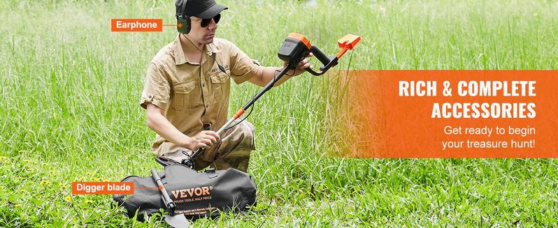 VEVOR Metal Detector for Adults & Kids, Waterproof Search Coil with High Accuracy Pointer Display, Adjustable 38''-49'' Gold Detector, Lightweight Aluminum Stem for Detecting Gold Treasure VEVOR Metal Detector for Adults & Kids, Waterproof Search Coil with High Accuracy Pointer Display, Adjustable 38''-49'' Gold Detector, Lightweight Aluminum Stem for Detecting Gold Treasure