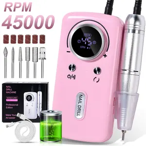 Electric Nail Drill, Portable Nail Drill 45000 RPM, Rechargeable Electric Nail File Kit, Cordless Electric Nail File for Acrylic, Manicure and Pedicure - Salon and Home Use