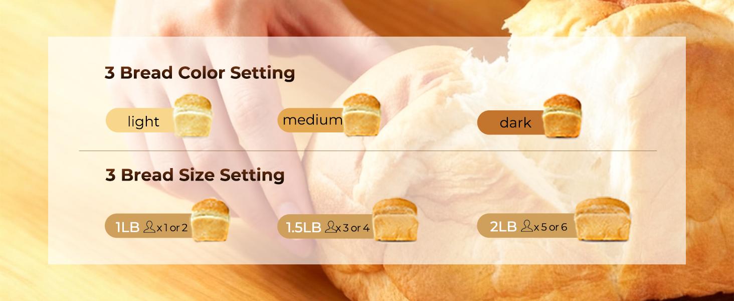 Rosewill 25-in-1 Automatic Bread Maker Machine with 3 Loaf Size up to 2LB, 700W High Power Dual Heater Bread Maker with BPA-free Nonstick Coating Pan, Max 15 Hours Delay Timer, Low Noise - Cinnamon