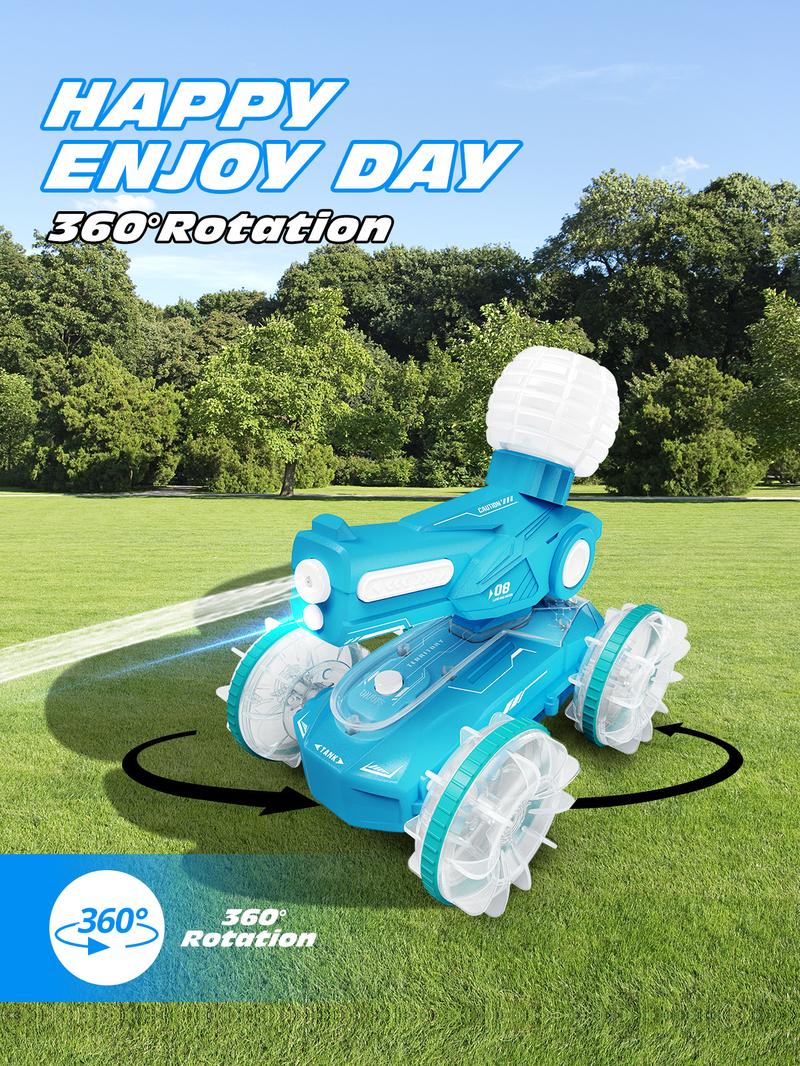 All Terrain Road RC cars for kids amphibious tank model automatic water spray toycar with light effects, summer toys, children/adulttoys Rctoys