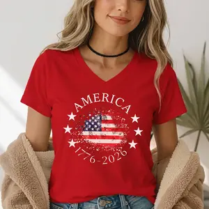 250th Anniversary of USA Bella Canvas V-Neck Shirt, America Independence Day Matching Tee, Patriotic Gift