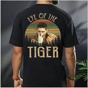 Dean Winchester Eye of the Tiger Funny Graphic T-Shirt, Retro Supernatural  Meme Tee for Men, Bold Humor Streetwear