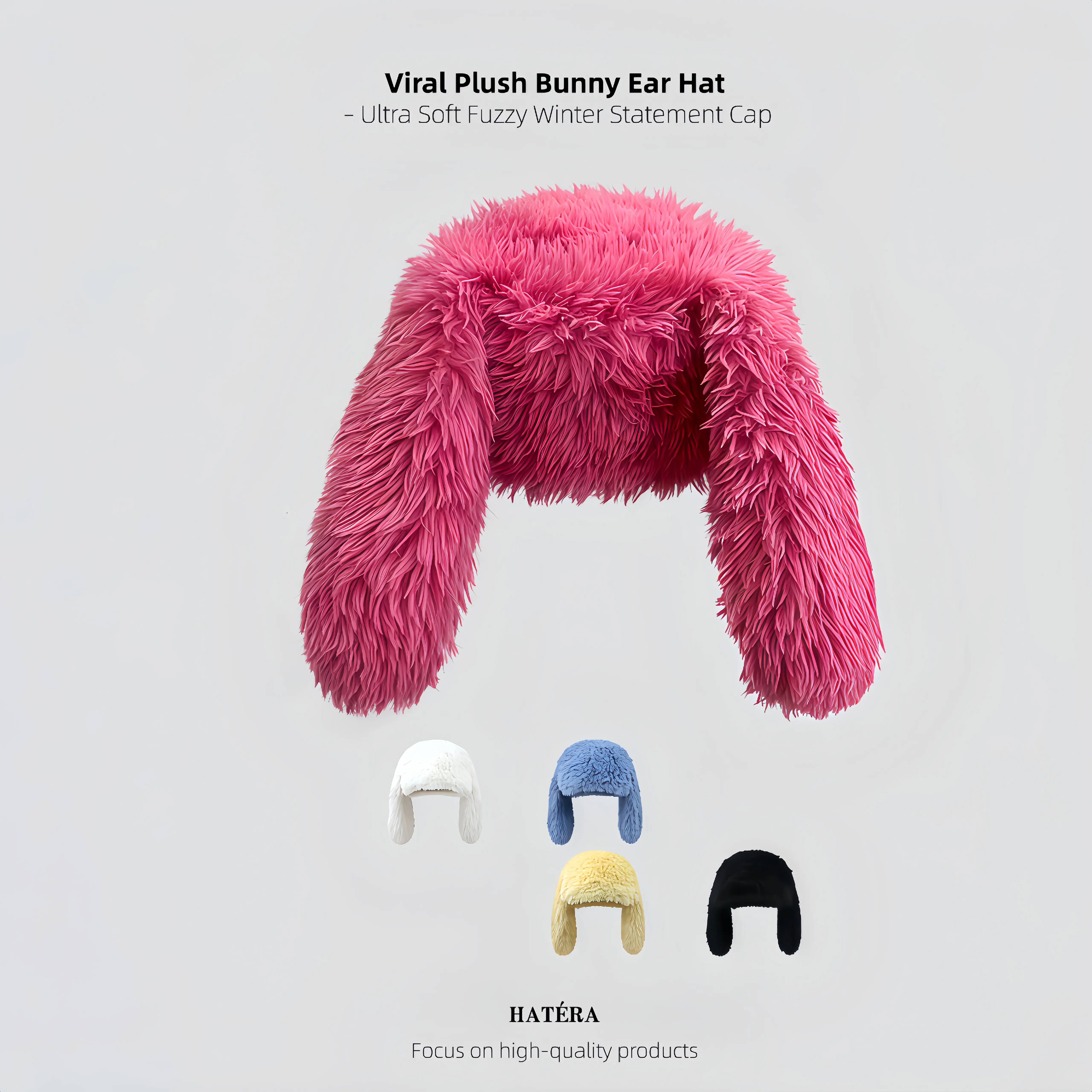 Oversized Bunny Ears Beanie - Ultra-Soft Polyester Plush Fabric Fashion Hat, Unisex Fit Camera-Ready Streetwear Statement Piece, Cute Cutecore Gift Accessory for Winter Everyday Use