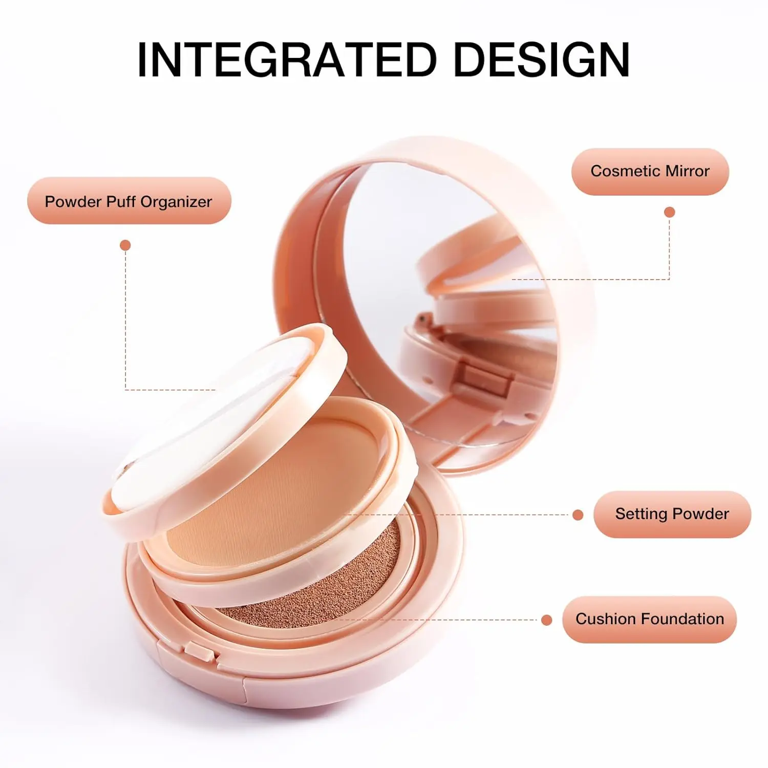 Double-Layer Matte Air Cushion BB Cream - 2-in-1 Compact Cosmetic, Flawless Full Coverage Tinted Foundation & Lightweight Setting Powder, Long-Lasting Base Makeup