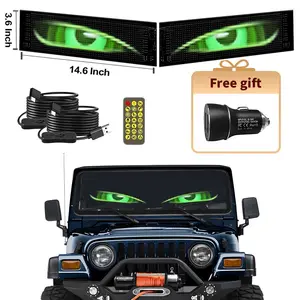 Dynamic Devil Eyes Display Programmable Car Windshield LED Panel Colorful Animations Text Easy APP Control Illuminated Emblem Vehicle Truck Greenish Spring