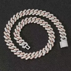 2115Two-Tone Ice Full Control Cuban Link Chain with Micro Pave Diamonds for Men's Fashion Jewelry Complimentary shipping