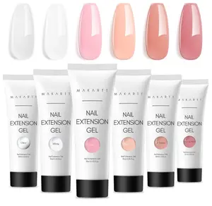 Makartt Poly Nail Gel Kit - 6 Neutral Colors for Extension Nails, Long Lasting Poly Nail Gel Set, Natural-looking, Strong Builder Enhancement for Salon Manicure DIY at Home 15ML Clear White Nude Pink