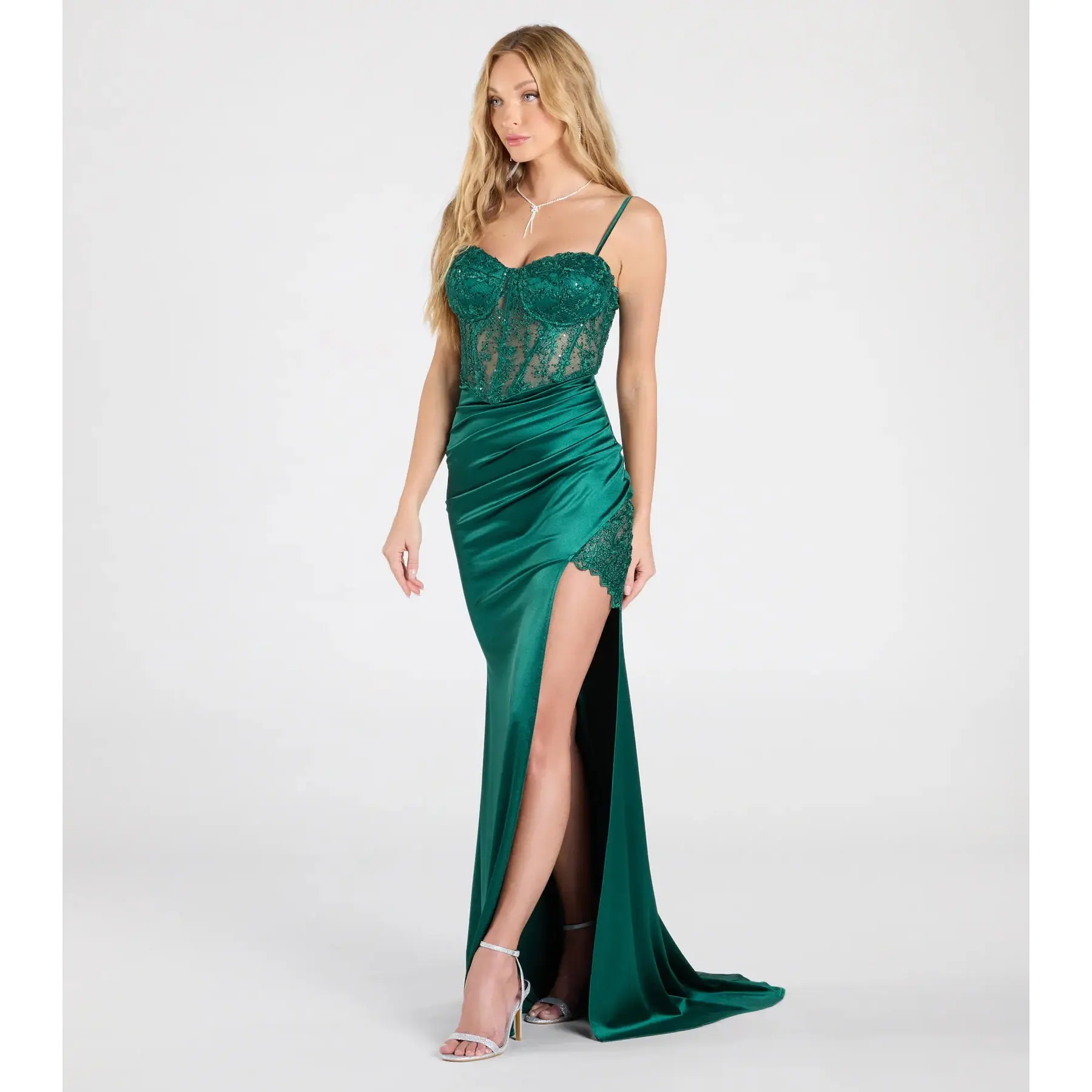 Olga Corset Lace Satin Wrap Mermaid Formal Dress - TikTok Shop Olga Corset Lace Satin Wrap Mermaid Formal Dress - TikTok Shop