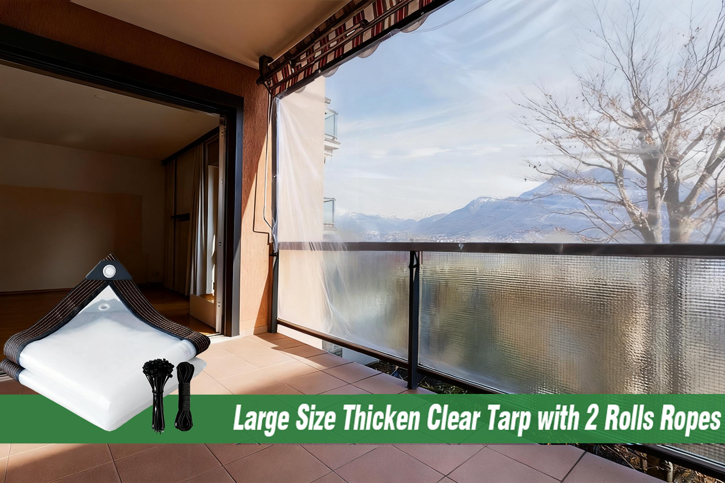 7ft x 11ft Heavy-Duty Waterproof Clear Tarp with Grommets, Insect-Resistant, Tear-Resistant, Windproof, Snowproof, Rainproof, Durable Transparent Rainproof Cover for Outdoor Garden, Patio, Chicken Coop, Greenhouse, Camping & Temporary Shelter, Car Shelter