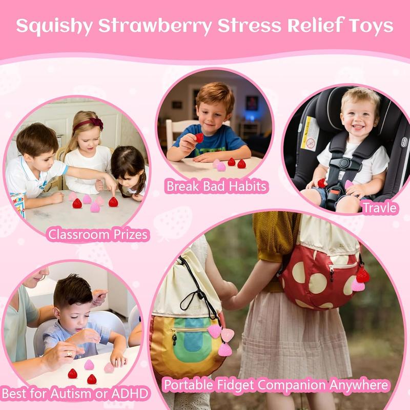 3 Pcs Big Taba Squishy Strawberry Kawaii Super Soft Stress Relief Fidget Toys for Kids & Adults Fun Relaxing Toy