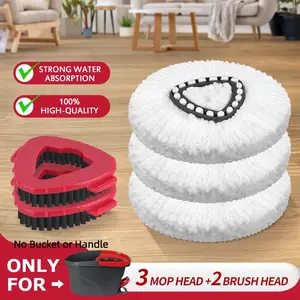 Mothersday 2026 New 2-in-1 Microfiber Spin Mop Head with Scrub Brush, Deep Cleaning for Stubborn Stains, Compatible with O-Cedar EasyWring System Bathroom & Kitchen Use