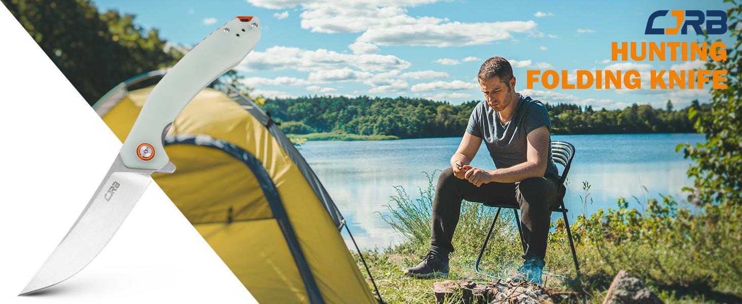 Cjrb Gobi Tool Knife J1906 AR-RPM9 Steel Blade G10 Handle Folding Knives, Stainless Steel Pocket knife for Man, Camping and Emergency Survival Gear