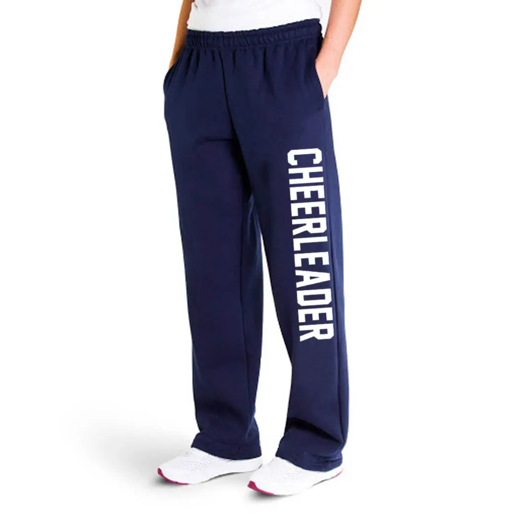 Women's Sports Sweatpants - No-Pill Fleece Athletic Bottoms for Athletes, Cheerleading Varsity Performance, Sport Ready, Drawstring Elastic Waist, Straight Pockets