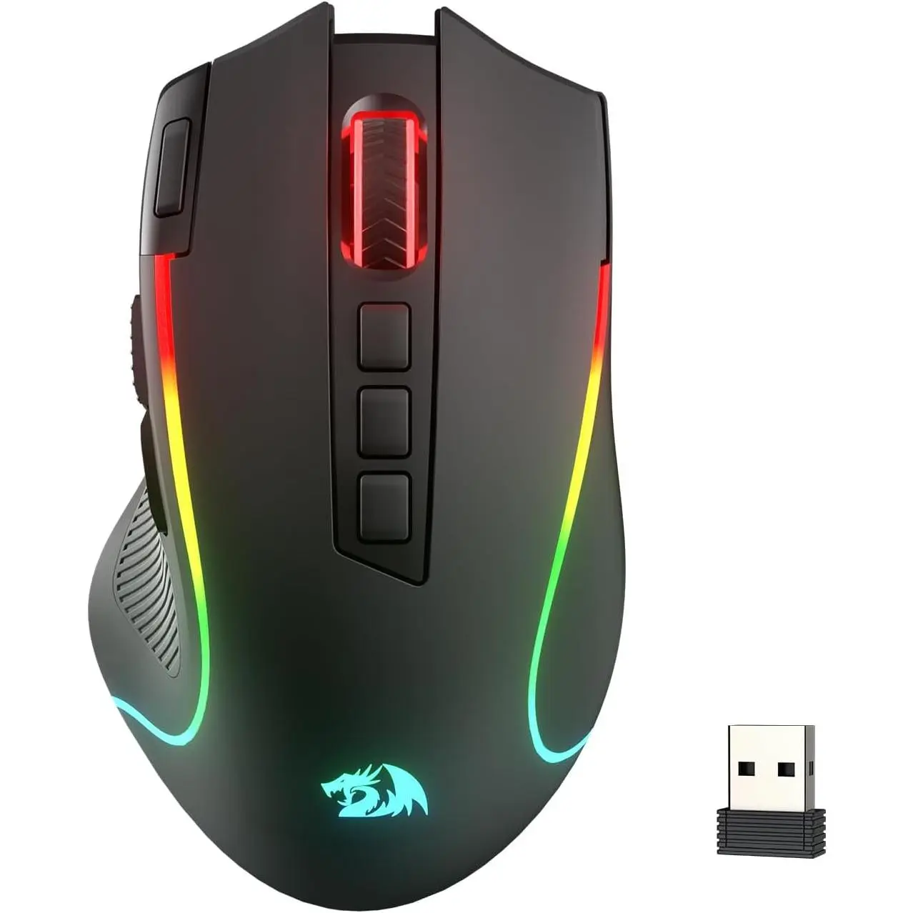 Redragon M612 PRO RGB Gaming Mouse, 8000 DPI Wired/Wireless Optical Gamer Mouse with 9 Programmable Buttons, 7 Backlit Modes, BT & 2.4G Connectivity, Software-Supported DIY Keybinds & Rapid Fire Button,summerwins,back to school,back to school shopping