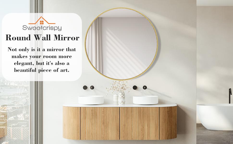 Sweet Furniture Plus Round Wall Mirror, Bathroom Mirrors for Over Sink, Circle Mirror for Bathroom, Entryway, Bedroom, Vanity Decor Sweet Furniture Plus Round Wall Mirror, Bathroom Mirrors for Over Sink, Circle Mirror for Bathroom, Entryway, Bedroom, Vanity Decor
