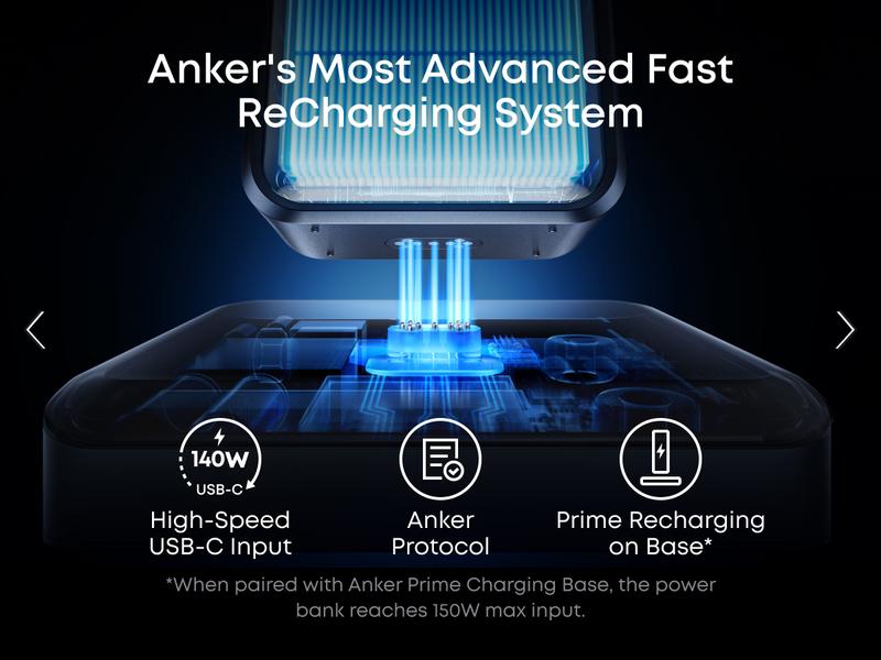 Anker Prime Power Bank, 26,250mAh 3-Port Portable Charger with 300W Max Output, Two-Way Charging, TSA-Approved, App Control, for MacBook, iPhone 17/16 Series, and More (Base Not Included)