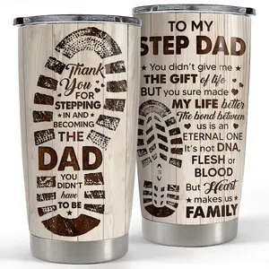 Bonus Dad 20oz Tumbler with Lid, Stainless Steel Insulated Vacuum Flask Coffee Cup Drinkware Step Dad Husband Men Gift Father's Day Christmas