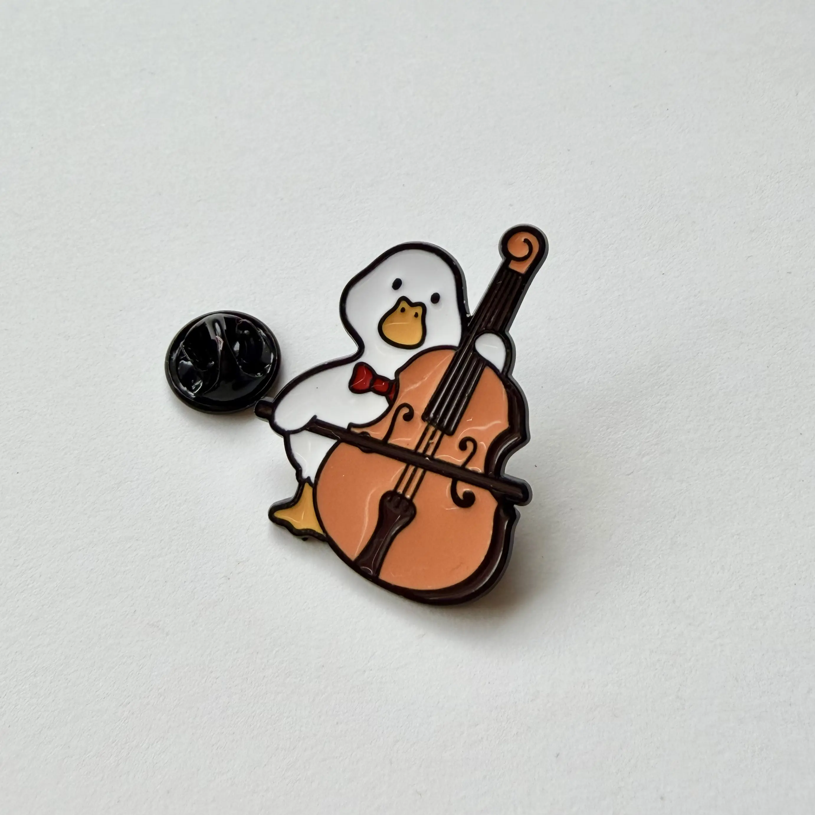 Cello Duck Pin Brooch, Cute Duckie Musician Pin Brooch, Cello Brooch Gift Double Bass Brooch Gift, Gift for Cellist