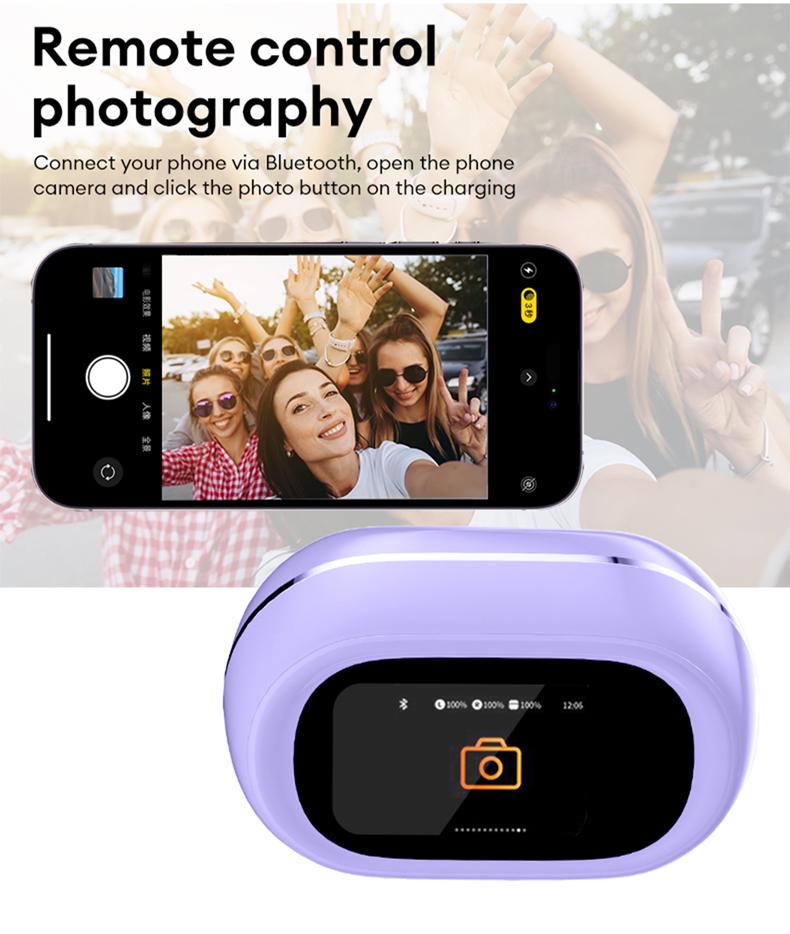 MGALL C100 Multifunctional Clip-On Wireless Headphones with 2025 Bluetooth 6.0, LED Touch Screen, Prevent Earphone Loss, Audio Earbuds for Music & Calls, Ideal Gift for Men & Women