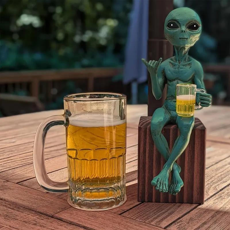 Alien Design Beer Drinking Statue, 1 Box Fun & Humorous Outer Space Room Decor, Alien Figurine with Beer Mug, Decorative Figurines Ideal Gift for Sci-Fi Fans, Ornaments Alien Design Beer Drinking Statue, 1 Box Fun & Humorous Outer Space Room Decor, Alien Figurine with Beer Mug, Decorative Figurines Ideal Gift for Sci-Fi Fans, Ornaments