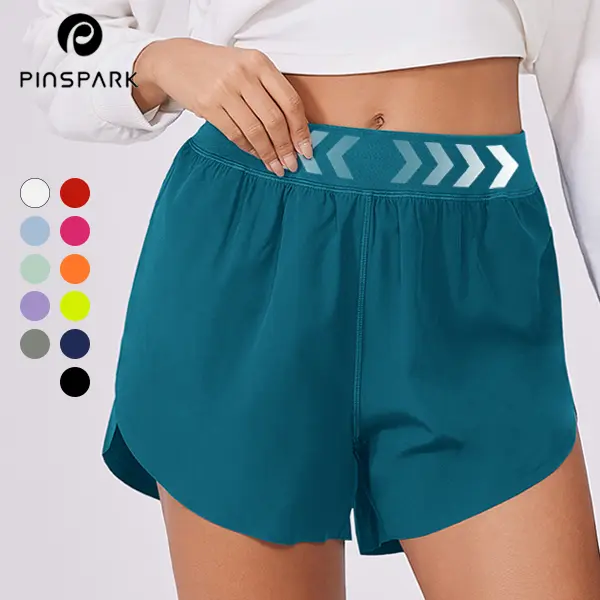 PINSPARK Womens Running Shorts High Waisted Athletic Shorts Quick Dry Exercise Workout Shorts with Mesh Liner springtok Elegant Gym Outfits summerwins,travel essentials,camping essentials tiktokshopbacktoschool