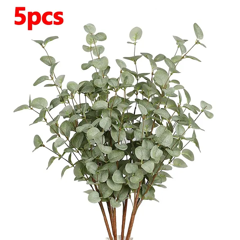 5Pcs 68cm Faux Eucalyptus Leaves Stems Artificial Greenery for Home Wedding Vase Decor Decorative Artificial Plants