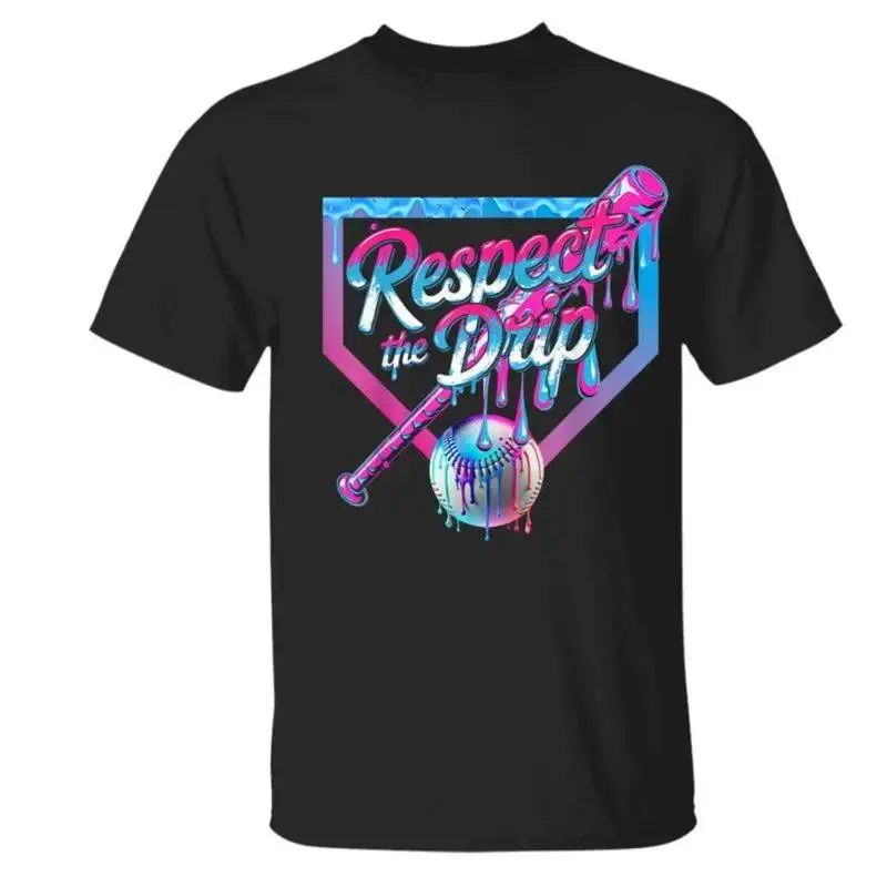 Baseball Drip Ice Cream Drip Baseball Unisex T-Shirt, Baseball Season, Game Day Shirt Casual Cotton Top Gifts for Women and for Men