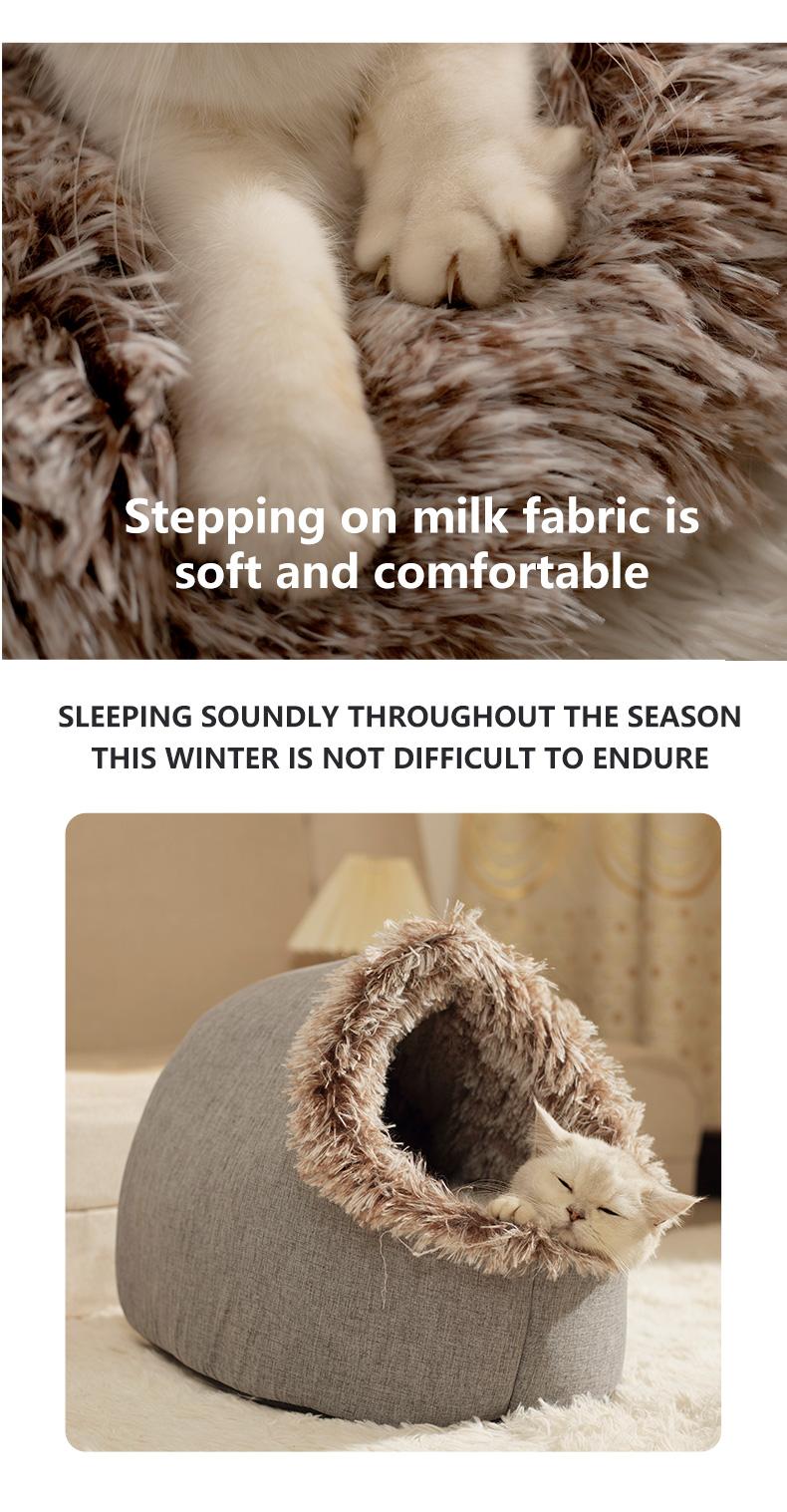 BOOTEELY Comfortable Resting Bed Plush Enclosed Cats Nests Warm Cats Hideaways for Indoor Use in Winter Portables Pet Shelter