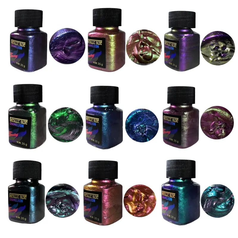 9 Color Magic Chameleon Acrylic Paint Set, 35G DIY Painting Supplies Changeable Paint Kit for Shoes Phone Cases Crafts, Light Activated, Creative Gift, Crafts Art Supplies, Arts and Crafts Supplies