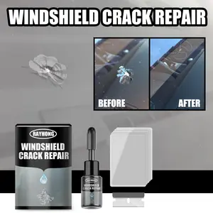 Car windshield crack repair fluid, car windshield repair kit, windshield crack repair tools, glass repair fluid for repairing shattered and star-shaped cracks, multi-purpose interior cleaner.