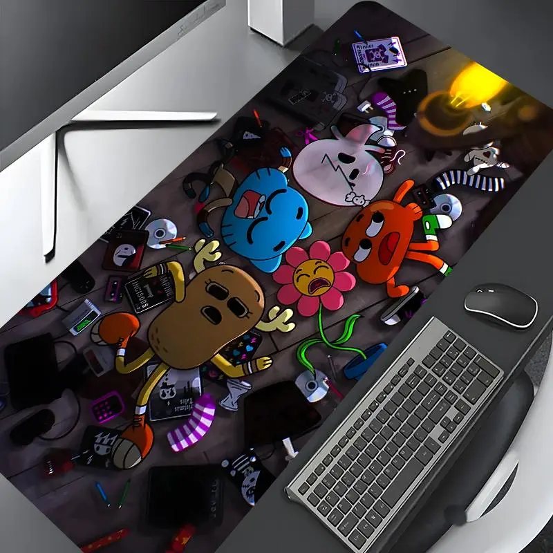 Cartoon Pattern Rectangle Gaming Computer Mouse Pad, Non-Slip Rubber Base Keyboard & Mouse Mat for Home Office Desk Décor