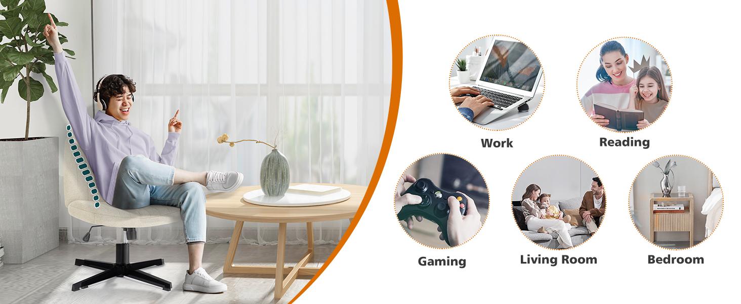 【Deal】Sweefurniture Criss Cross Chair -Armless Wide Adjustable Swivel Padded Home Office Desk Chair No Wheels 【Deal】Sweefurniture Criss Cross Chair -Armless Wide Adjustable Swivel Padded Home Office Desk Chair No Wheels