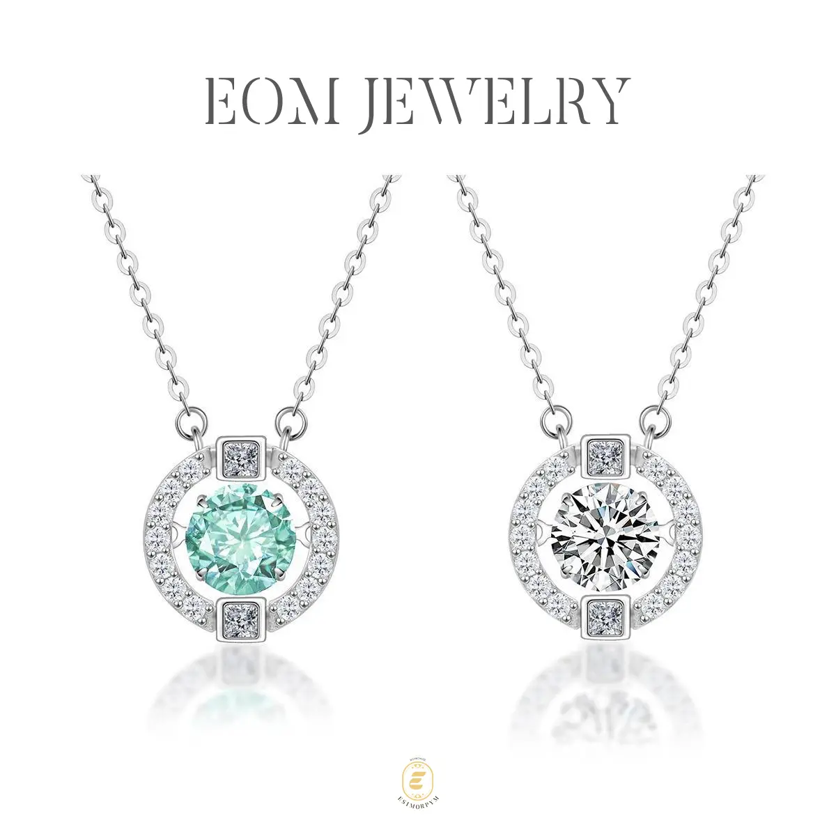 EOM Moissanite 1ct Waterproof Flickering Halo Pendant Necklace Silver-Plated Round Moissanite Copper Necklace Silver-Plated Chain Jewelry Perfect Birthday Engagement Wedding Anniversary Gift Christmas Thanksgiving Valentine's Day