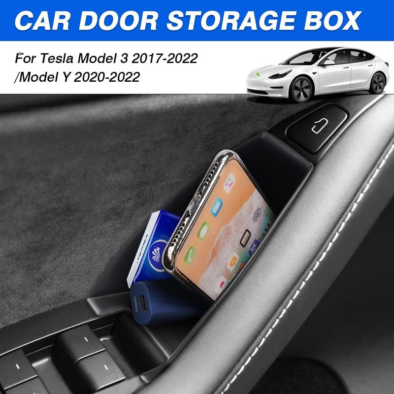 Canvcle Tesla Door Side Storage Box Tesla Model 3 2017-2023/ Model Y 2020-2023 Accessories Armrest Phone Container Door Organizer Handle Pocket Tray Black Set of 4 Canvcle Tesla Door Side Storage Box Tesla Model 3 2017-2023/ Model Y 2020-2023 Accessories Armrest Phone Container Door Organizer Handle Pocket Tray Black Set of 4