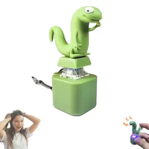 Lizard Button Keychain with Sound & Light, Rechargeable Funny Stress Relief Gadget for Adults, Office Desk & Prank Gift