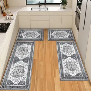 Boho Kitchen Rug Sets 3/4 Piece with Runner Non Slip Kitchen Rugs and Mats Washable Kitchen Mats for Floor Thick Kitchen Floor Mat Carpet Runner Rugs for Hallway Laundry Holiday Decor Decoration Absorbent