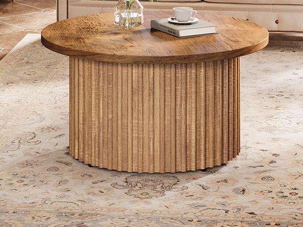 Tribesigns 31.5" Round Coffee Table, Farmhouse Circle Coffee Table with Metal Base, Modern Wood Accent Center Table for Living Room, Home Office