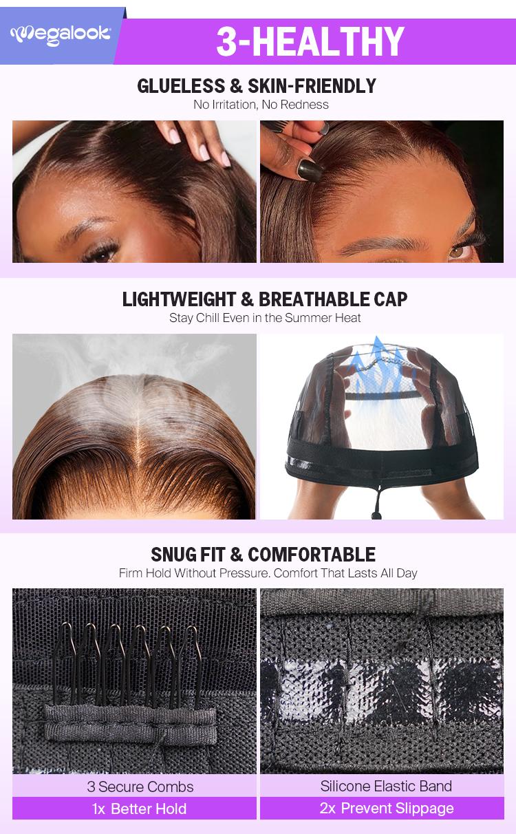 [13x6 GLUELESS WIG] Megalook #4 Chocolate Brown Color Bohemian Curls 13x6 Lace Front Wig Pre-everything Glueless Wig Pre Plucked Natural Hairline