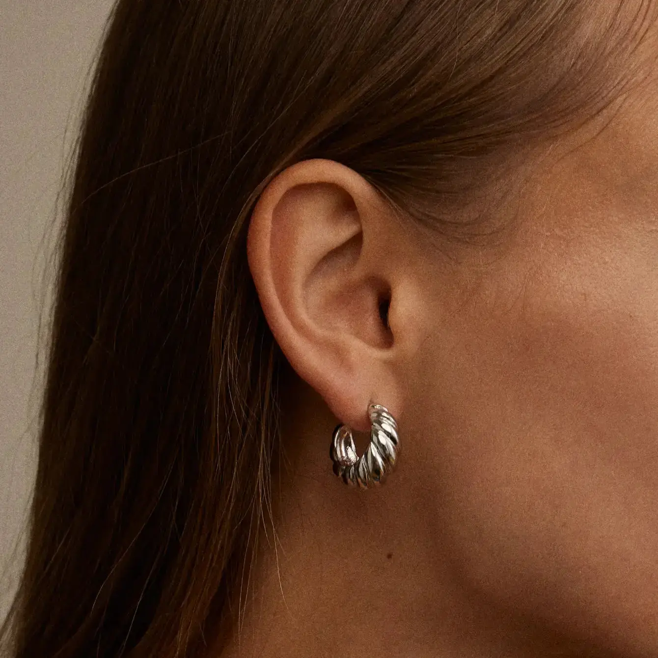 Twisted 18K Gold Dip Open Hoop Earrings