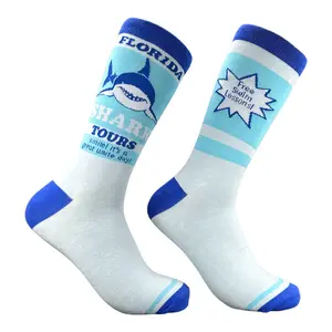 Men's Florida Shark Tours Socks Funny Sarcastic Shark Week Graphic Novelty Footwear For Men Funny Graphic Socks Comfortable Fitted Spandex Cotton