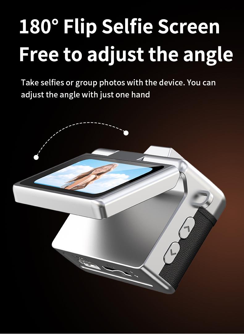 Mini Keychain Digital Camera – Pocket-Size Camera 1080P HD with 1MP Lens, Flash & 0.96" Screen, 32G Card & Charging Cable Included, Retro Vlog Camera for Travel, Concerts, Kids & Instant Party, Sparkling Rose Gold