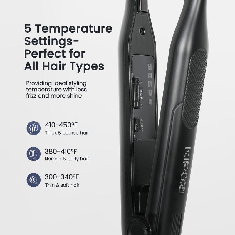 PRO Hair Duo 0.3" Titanium Mini 2-in-1 Flat Iron & hair styling tools curling irons Travel-Small Pixie Cuts & Frizz Cordless Straightener Straightening Comb Heatless Curler straightener