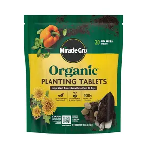 Miracle-Gro Organic Planting Tablets, for Transplants and Starter Plants, Formulated with Calcium, Jump Starts Root Growth, OMRI Listed, 20 Tablets