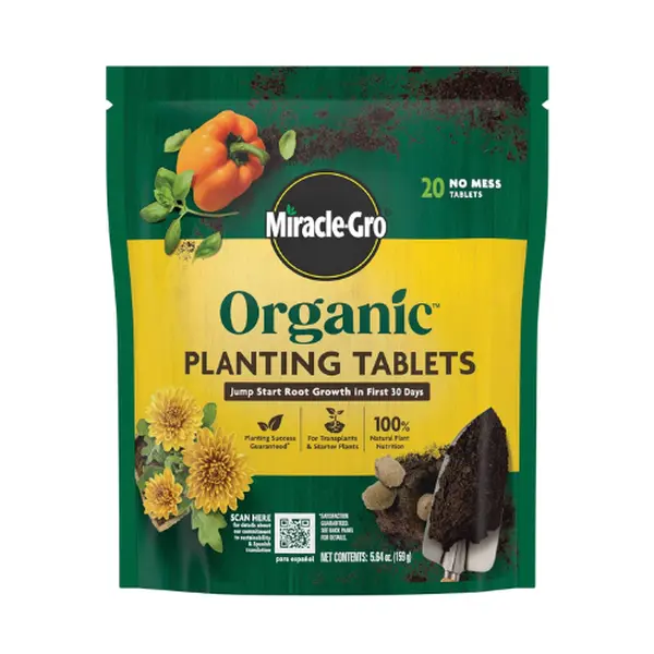 Miracle-Gro Organic Planting Tablets, for Transplants and Starter Plants, Formulated with Calcium, Jump Starts Root Growth, OMRI Listed, 20 Tablets